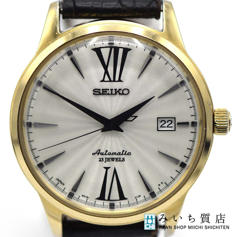 腕時計 稼働 SEIKO セイコー 6R15-01T0 メカニカル 自動巻き デイト 23石 メンズ シルバー色文字盤 ベルト尾錠社外品 25k355-7