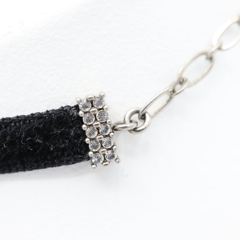 Christian Dior ディオール チョーカー DIOR ラインストーン ベロア 黒系 レディース 箱有 yo649