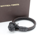BOTTEGA VENETA ボッテガ レザー ブレス ブレスレット イントレチャート ブラック×ブラウン アクセサリー 箱 maki506