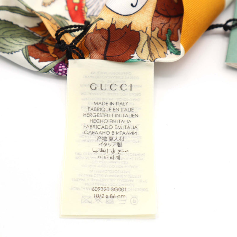 未使用 GUCCI グッチ ディズニーコラボ ツイリー 609320 3G001 9276 シルク100％ スカーフ イエロー×ホワイト M3139