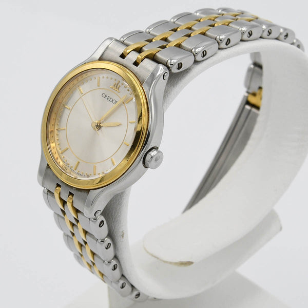 稼働 腕時計 SEIKO セイコー CREDOR クレドール 7371-0040 クォーツ シルバー色文字盤 コンビ 2025.8電池交換済 M2128