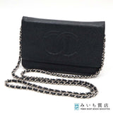 CHANEL シャネル チェーンウォレット A48654 キャビアスキン ココマーク 16番台 ブラック 黒 H10589