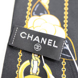 CHANEL シャネル ツイリー ヘアバンド AA8232 カメリア チェーンモチーフ ココマーク 絹100 ブラック H19286