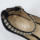 FOXEY フォクシー パンプス ビジューストラップ ポインテッドトゥ 36・1/2  約23.5cm ブラック スエード 靴 H24960-2