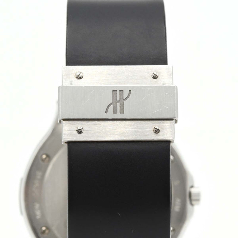 稼働 腕時計 HUBLOT ウブロ MDM 1520.100.1 クォーツ 黒文字盤 ラウンドフェイス デイト 2025.7電池交換済 M851