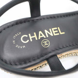 未使用 CHANEL シャネル ウエッジソール サンダル G46317 チェーン ココマーク ブラック サイズ37 1/2 靴 24.5cm H20151