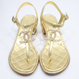 CHANEL シャネル 20A G36402 サンダル ココマーク マトラッセ ゴールドカラー 38 レディース 箱有 25k1074-2