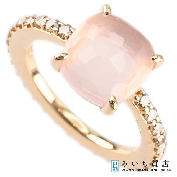 仕上済 Pomellato ポメラート ヌードスクエア リング ピンク 約8.5号 4.9g 750 ゴールド ダイヤモンド アクセサリー H16665