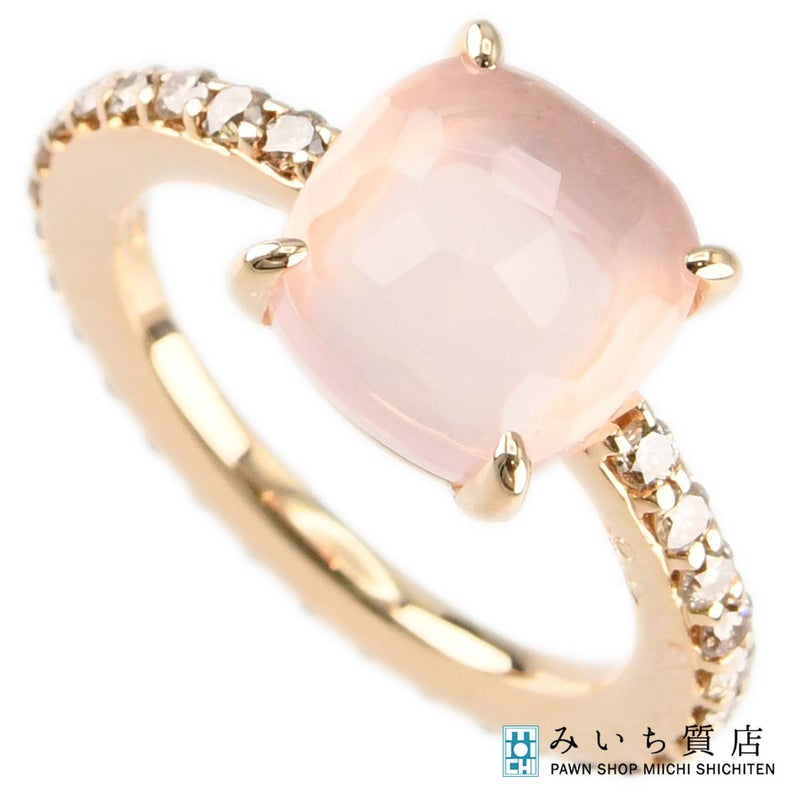 仕上済 Pomellato ポメラート ヌードスクエア リング ピンク 約8.5号 4.9g 750 ゴールド ダイヤモンド アクセサリー H16665