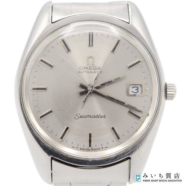 稼働 腕時計 OMEGA オメガ Seamaster ST166.0067 cal.565 自動巻き デイト シルバー色文字盤 箱・コマ有 eco11