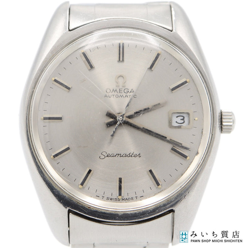 稼働 腕時計 OMEGA オメガ Seamaster ST166.0067 cal.565 自動巻き デイト シルバー色文字盤 箱・コマ有 eco11
