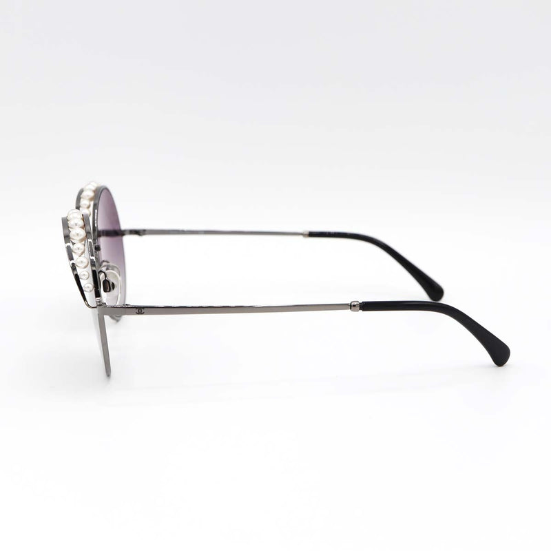 CHANEL シャネル フェイクパール サングラス 4234-H c.108/56 CC ココマーク ラウンドフレーム ケース付 度なし H19284