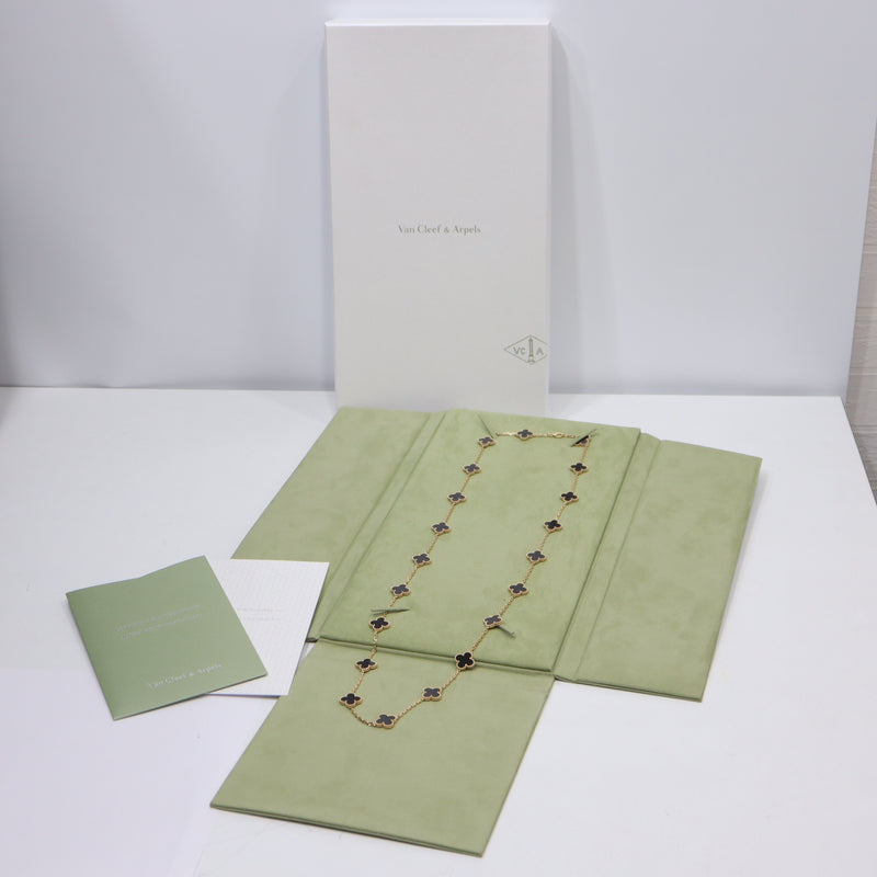 仕上済 VanCleef&Arpels ヴァンクリーフ アーペル ネックレス アルハンブラ オニキス 20モチーフ 750 45.9g アクセサリー 箱保有 25k163-1