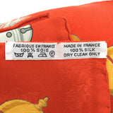 HERMES エルメス カレ90 Plumes et Grelots 羽飾りと鈴 スカーフ シルク100 オレンジ系 M4409