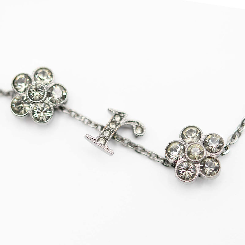 Christian Dior ディオール ブレスレット ブレス ラインストーン フラワー 花 ブラックシルバーカラー アクセサリー レディース 保管袋有 H2271