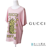 GUCCI グッチ Tシャツ パイナップル柄 ピンク Lサイズ オーバーサイズ レディース 25k1002-2