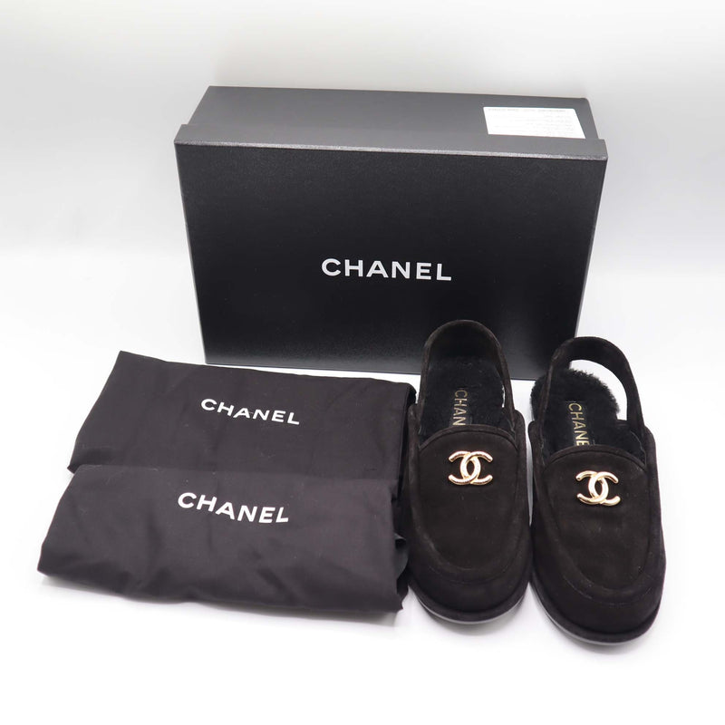 未使用 CHANEL シャネル スリングモカシン 371/2 24.5cm ココマーク ブラック 靴 箱有 H20968