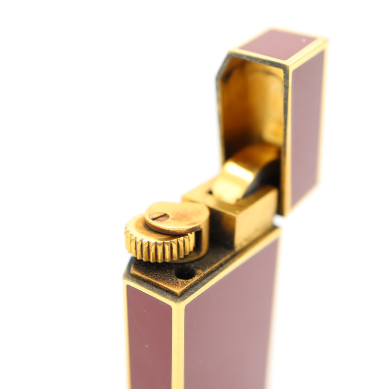 Cartier カルティエ  must de Cartier ガスライター 喫煙具 ヴィンテージ 着火未確認 ボルドー 箱・石あり M4306