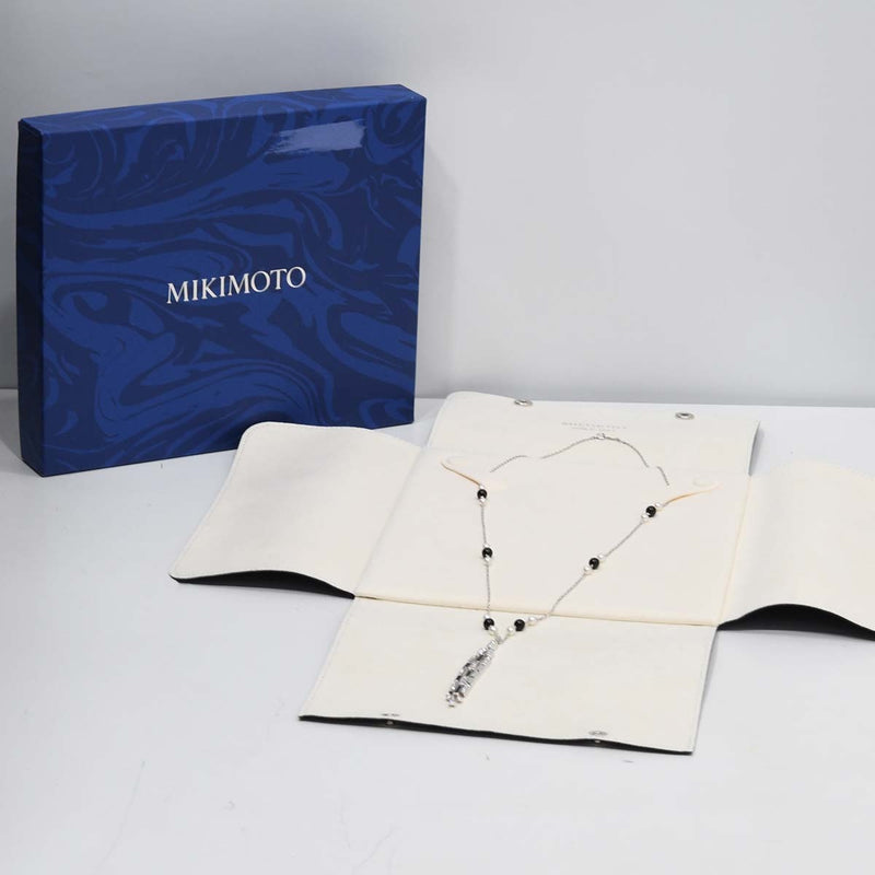 仕上済 MIKIMOTO ミキモト ネックレス パール オニキス K18 D0.84 17.7g ジュエリー 箱有 H17687