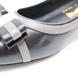 未使用 Salvatore Ferragamo フェラガモ ヴァラリボン パンプス フラットシューズ ブラック×グレー サイズ7 1/2 Ⅾ 靴 25cm 箱有 H12688-8