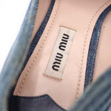 miumiu ミュウミュウ  デニム リボン パンプス ビジュー ラインストーン サイズ37 24cm レディース シューズ 靴 袋１枚 H19452