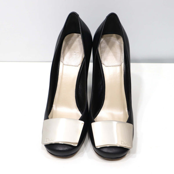 Christian Dior ディオール ヒール 36 23cm ブラック シルバー パンプス レディース 箱袋 M500
