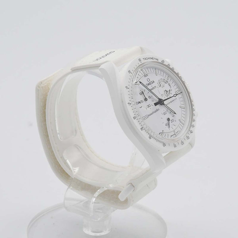 稼働 腕時計 OMEGA×swatch スヌーピー ミッショントゥザムーンフェイズ SO33W700 クォーツ 箱保取説あり 25k639-7
