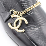未使用品 CHANEL シャネル G45568 ココマーク チェーン ローファー 靴 ブラック ゴールド金具 サイズ37 1/2 24.5cm H18917