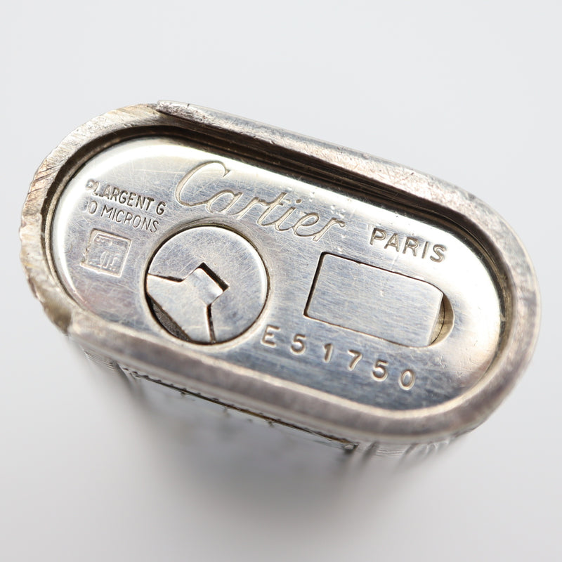 Cartier カルティエ ガスライター モザイクオパール シルバーカラー ローラー式 喫煙具 着火未確認 M619-3