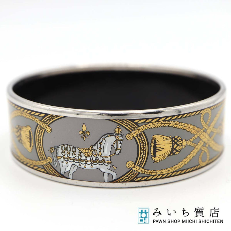 HERMES エルメス エマイユGM バングル 七宝焼き 馬 総重量約47.7g シルバーカラー アクセサリー レディース k1160
