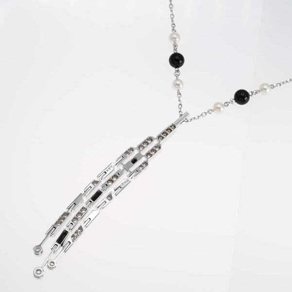 仕上済 MIKIMOTO ミキモト ネックレス パール オニキス K18 D0.84 17.7g ジュエリー 箱有 H17687