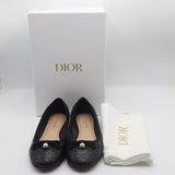 Christian Dior ディオール バレエシューズ パンプス 38 1/2 約25.5cm カナージュ リボン ブラック 箱有 H19575