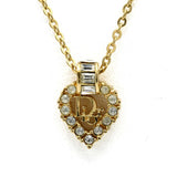 Christian Dior ディオール ネックレス ハート ラインストーン ビジュー ロゴ ゴールドカラー アクセサリー 5.5g H10469-1