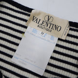 VALENTINO ヴァレンティノ ボーダー リブニット 半袖 トップス  Mサイズ ネイビー×ホワイト レディース 25k167-1