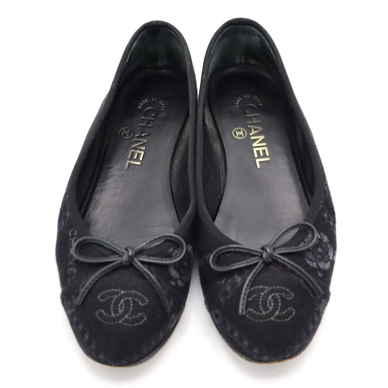 CHANEL シャネル G02819 バレエシューズ パンプス フラットシューズ 靴 36C レディース ブラック 箱有 25k255-3