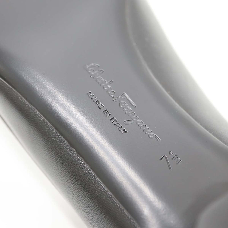 未使用 Salvatore Ferragamo フェラガモ ヴァラリボン パンプス フラットシューズ ブラック×グレー サイズ7 1/2 Ⅾ 靴 25cm 箱有 H12688-8