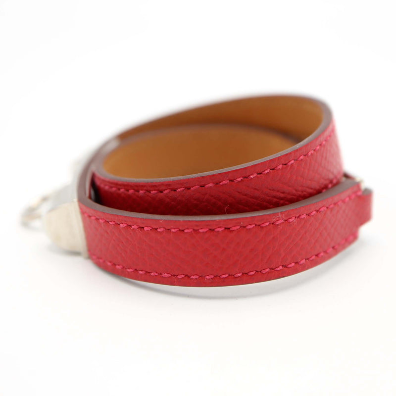 HERMES エルメス ブレスレット リヴァル コリエドシアン T刻印 レッド×シルバーカラー アクセサリー H5044-1