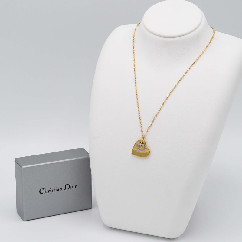 Christian Dior ディオール ネックレス GP ハート ネックレス 約7g アクセサリー 箱有 H11592