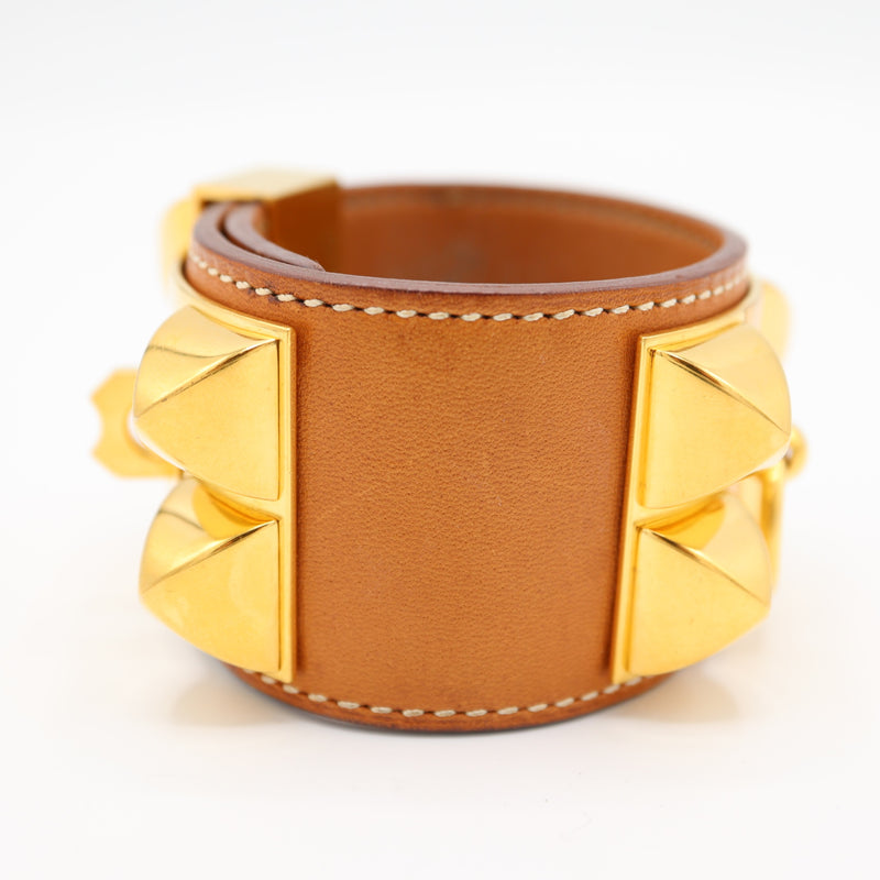 HERMES エルメス コリエドシアン ブレスレット □R刻 ゴールドカラー ブラウンカラー 箱有 k1302