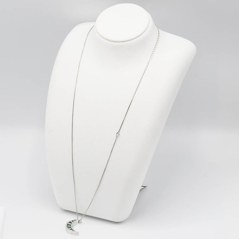 仕上済 DAMIANI ダミアーニ ムーン ネックレス 三日月 ダイヤ エメラルド 750 約11.7g アクセサリー ジュエリー H12767