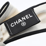 未使用 CHANEL シャネル シュシュ ロゴ リボン シルク100 ヘアアクセ アイボリー系 服飾小物 23k131-2