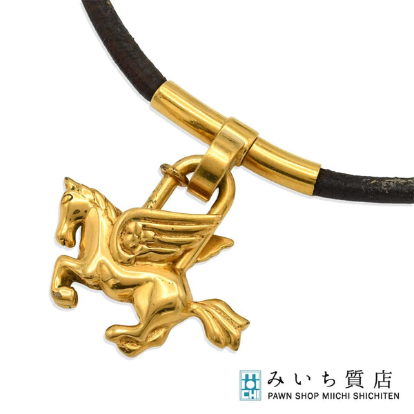 HERMES エルメス チョーカー ペガサス カデナ ゴールドカラー ネックレス アクセサリー eco94