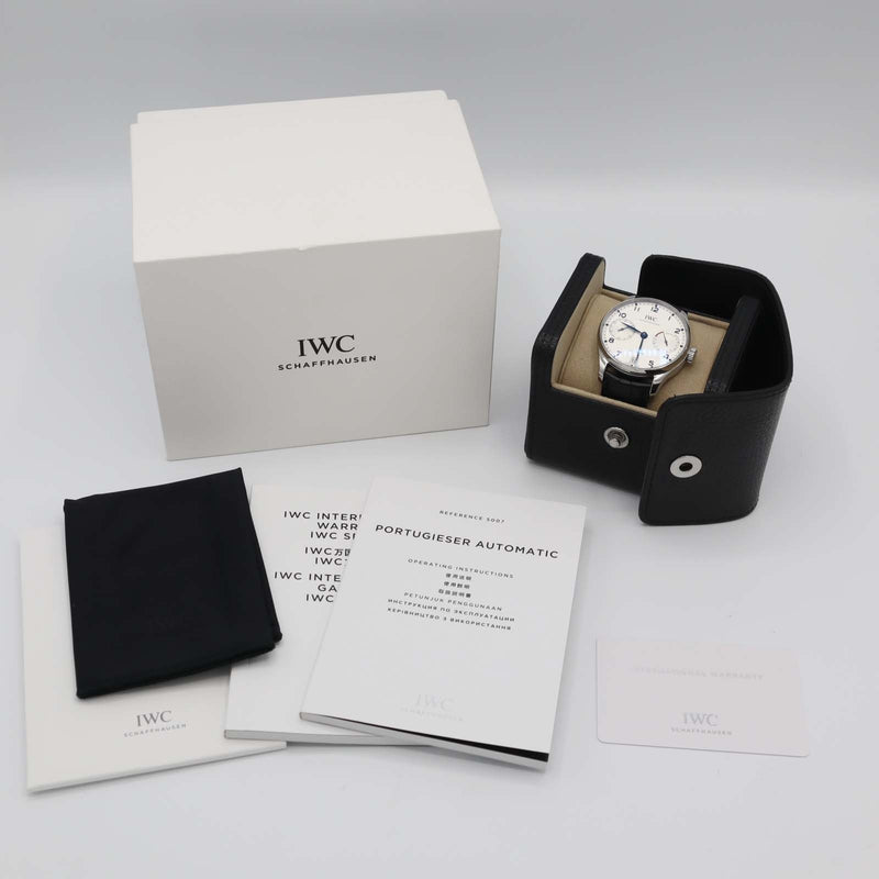 腕時計 稼働 IWC シャフハウゼン ポルトギーゼ IW500705 7DAYS 自動巻き シルバー色文字盤 箱有 H17110