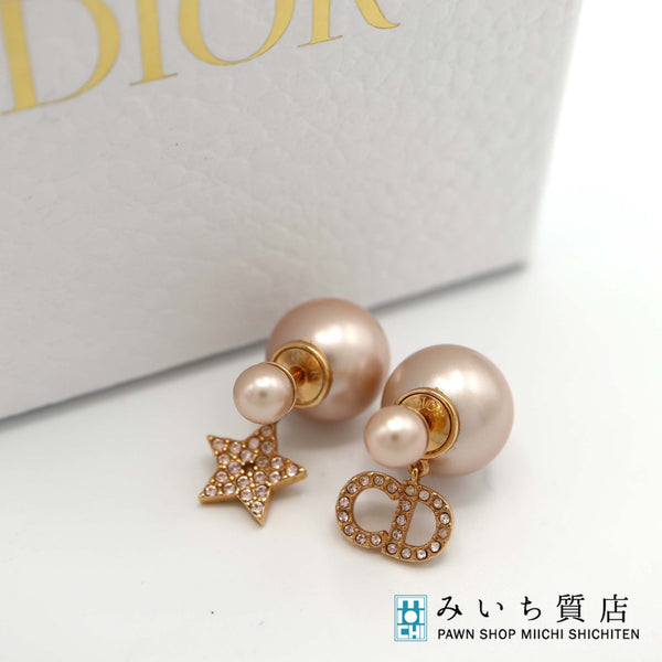 Christian Dior ディオール ピアス トライバルピアス CDロゴ フェイクパール ラインストーン 星 H17968
