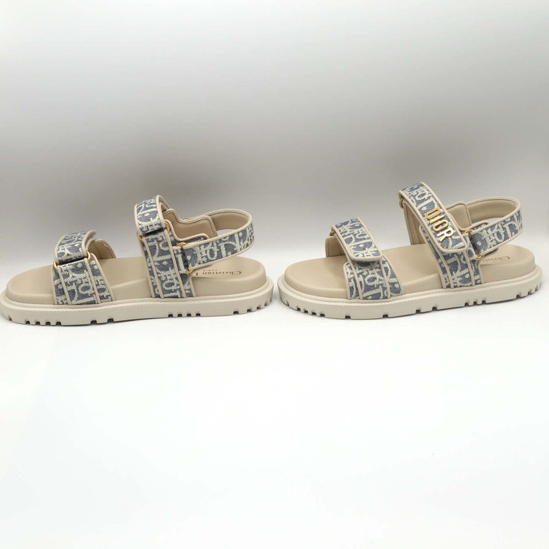 未使用 Christian Dior ディオール サンダル 38 約25cm アクト オブリーク ホワイト 靴 レディース 箱有 H19574