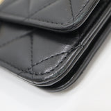 CHANEL シャネル マトラッセ ココロック チェーンウォレット ショルダー ラムスキン 22番代 鞄 ブラック 箱・袋・ギャラ 26k894-9