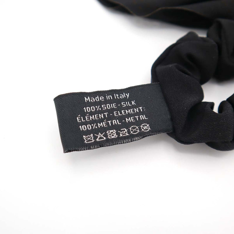 CHANEL シャネル シュシュ ココステッチ パンチング 総柄 シフォン リボン AA9460 ブラック ヘアアクセサリー 箱有 H19649