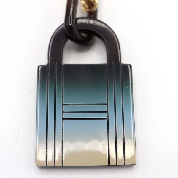 HERMES エルメス ネックレス ペンダント アミュレット カデナ型 バッファローホーン ブルー系 アクセサリー H17881
