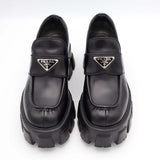 PRADA プラダ モノリス ブラッシュドレザー ローファー 1D649M 36 23cm 靴 ブラック NERO レディース 箱有 25k402-4