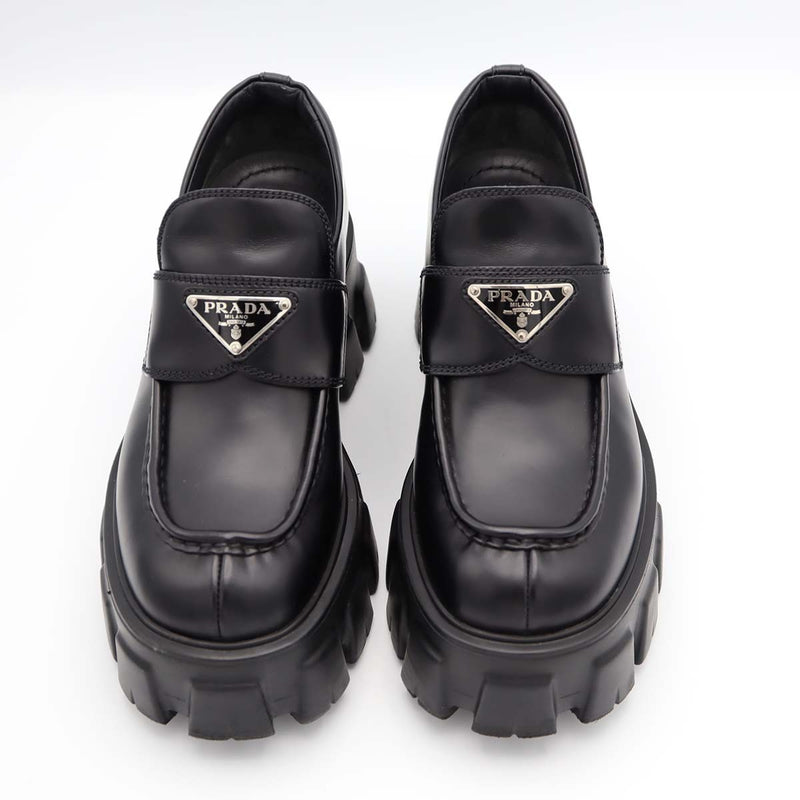 PRADA プラダ モノリス ブラッシュドレザー ローファー 1D649M 36 23cm 靴 ブラック NERO レディース 箱有 25k402-4